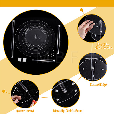 Flat Round Acrylic Cake Display Stands ODIS-WH0331-46-1