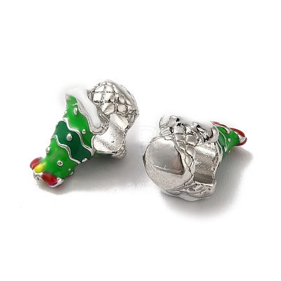 Christmas Theme Alloy Enamel European Beads PALLOY-D058-01P-01-1