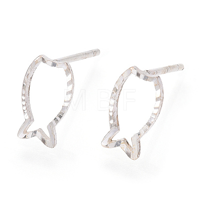 925 Sterling Silver Hollow Fish Stud Earrings STER-T005-06-1