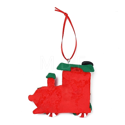 Christmas Car Handmade Polymer Clay Pendant Decorations HJEW-P017-03A-1