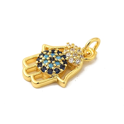 Real 18K Gold Plated Rack Plating Brass Micro Pave Cubic Zirconia Pendants Charms KK-S396-01J-1