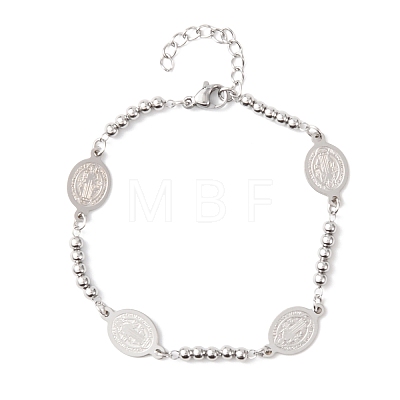 Religion 304 Stainless Steel Link Bracelets BJEW-F524-04A-P-1