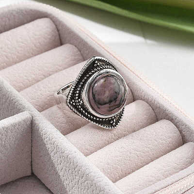 Natural Rhodonite Adjustable Rings G-P560-03AS-15-1