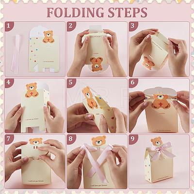10Pcs Bear Folding Paper Gift Boxes CON-WH0001-77A-1