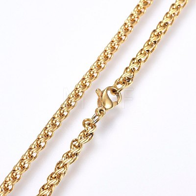 304 Stainless Steel Wheat Chain Necklaces NJEW-F227-05G-02-1