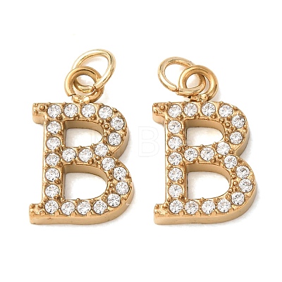 304 Stainless Steel with Crystal Rhinestone Charms RB-CBA5270-11G-B-1