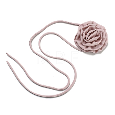 Fabric Rose Tie Choker Necklaces for Women NJEW-Z022-01L-1