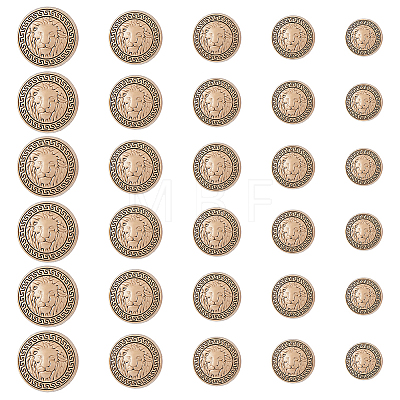 30Pcs 5 Styles Zinc Alloy Buttons BUTT-FH0001-016AG-1