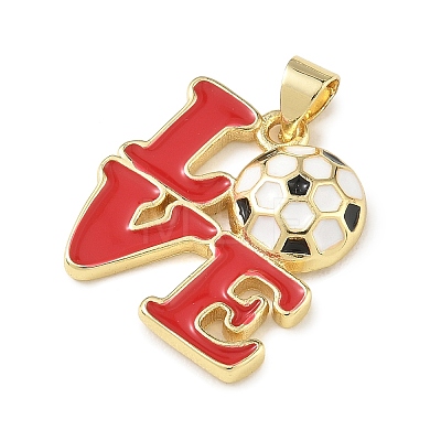 Football Theme Brass Enamel Pendants KK-A303-01A-G01-1