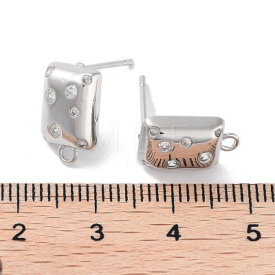 Brass Micro Pave Cubic Zirconia Stud Earring Findings KK-E107-22P-1