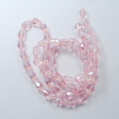 Electroplate Glass Beads Strands X-EGLA-R008-6x4mm-12-1