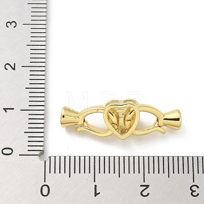 Brass Heart Fold Over Clasps KK-Z083-05G-01-1