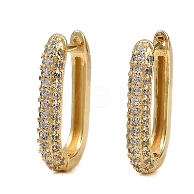 Oval Brass Micro Pave Clear Cubic Zirconia Hoop Earring EJEW-C152-04G-1
