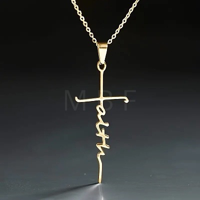 Faith Cross Alloy Pendant Necklaces for Women Men WG8C2EA-01-1