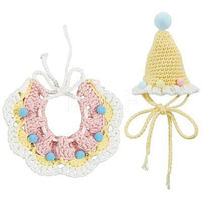 Cotton Cat Collar & Pet Hat Sets AJEW-WH20006-344B-1