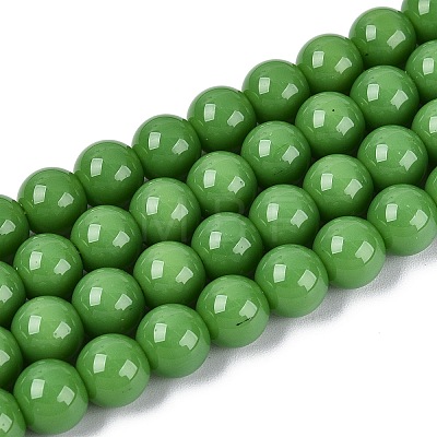 Opaque Solid Color Glass Beads Strands GLAA-T032-P8mm-17-1