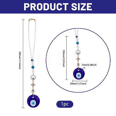 Glass Evil Eye & Alloy Rhinestone Car Pendant Decorations AJEW-GL0003-26-1