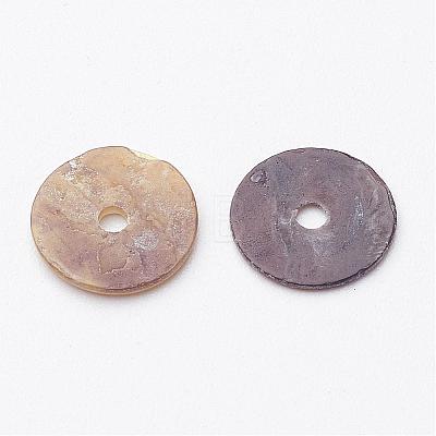 Flat Round Natural Akoya Shell Beads SHEL-N034-06-1