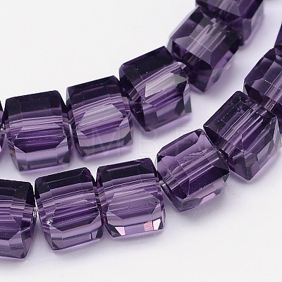 Faceted Cube Transparent Glass Beads Strands EGLA-E041-5mm-D11-1