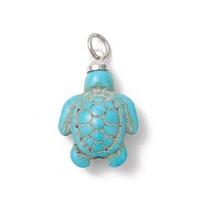Dyed Synthetic Turquoise Pendants PALLOY-JF05376-02-1