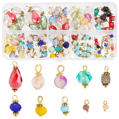   100Pcs 10 Style Glass Charms Sets FIND-PH0018-59-1