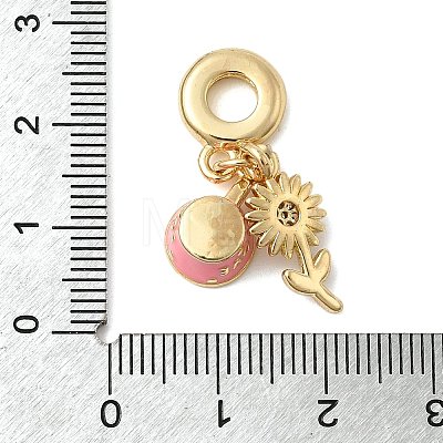 Brass Micro Pave Clear Cubic Zirconia European Dangle Charms KK-C137-11G-1