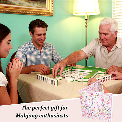 Printed Plastic Chinoiserie Mahjong Card Protector Cover AJEW-WH0709-445A-1