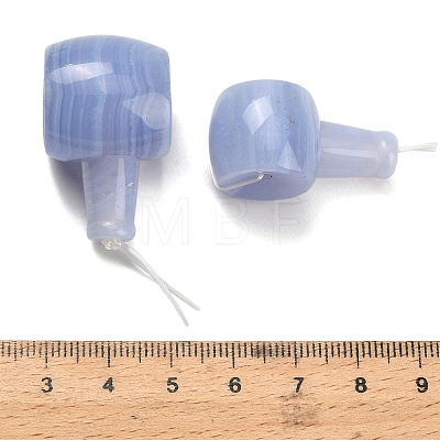 Natural Blue Lace Agate 3-Hole Guru Beads for Buddhist Jewelry Making G-K403-09-1