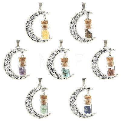 7Pcs Moon Alloy Pendants PALLOY-FS00069-1