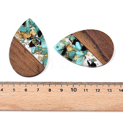 Transparent Resin & Walnut Wood Big Pendants RESI-T058-05L-1