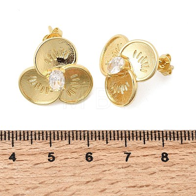 Brass Clear Cubic Zirconia Stud Earrings for Women EJEW-A162-03G-1