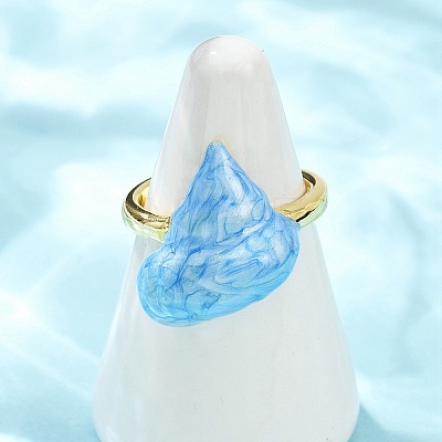 Brass Enamel Adjustable Cuff Rings for Women RJEW-G357-01O-1