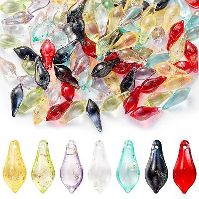 140Pcs 7 Colors Handmade Gold Sand Lampwork Beads LAMP-SZ0001-56-1