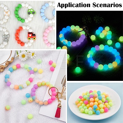 24Pcs 12 Colors Round Luminous Silicone Beads JX328A-01-1