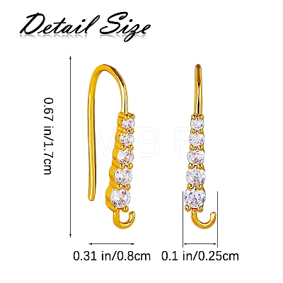 20Pcs Brass Micro Pave Clear Cubic Zirconia Earring Hooks ZIRC-SZ0005-08-1