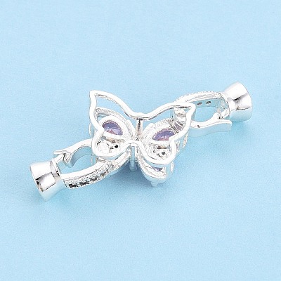 Brass Micro Pave Cubic Zirconia Fold Over Clasps KK-U037-10S-1