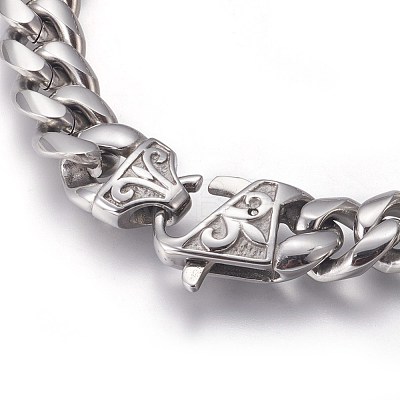 201 Stainless Steel Curb Chain Bracelets BJEW-P244-01P-1