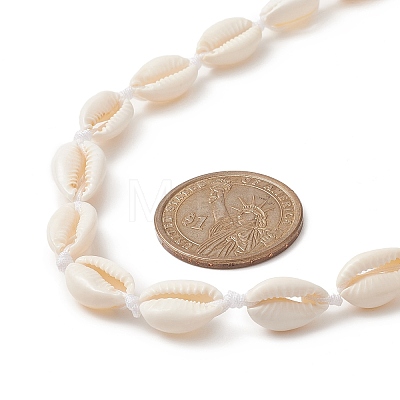 Natural Cowrie Shell & Synthetic Turquoise Braided Beaded Necklace for Women NJEW-JN04253-01-1