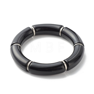 Chunky Curved Tube Beads Stretch Bracelets Set for Girl Women BJEW-JB06947-1