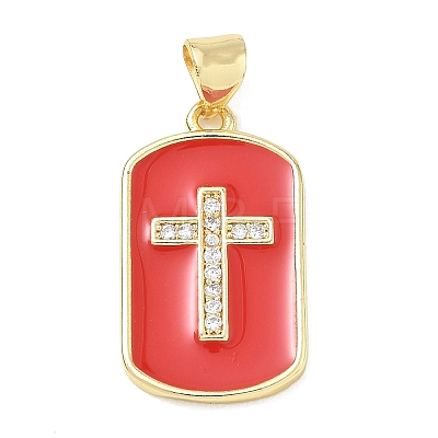 Religion Cross Brass Micro Pave Clear Cubic Zirconia Pendants CU-CBA83A6-03H-G-1