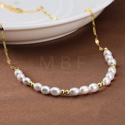 925 Sterling Silver with Natural Pearls Beads Necklaces NJEW-Z030-06G-1
