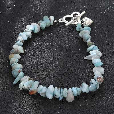 Natural Larimar Beaded Bracelets X-BJEW-JB02681-01-1