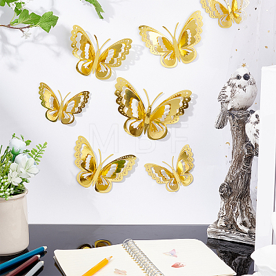 CREATCABIN 3Sets 3D Butterfly PVC Mirrors Wall Stickers DIY-CN0001-86C-1