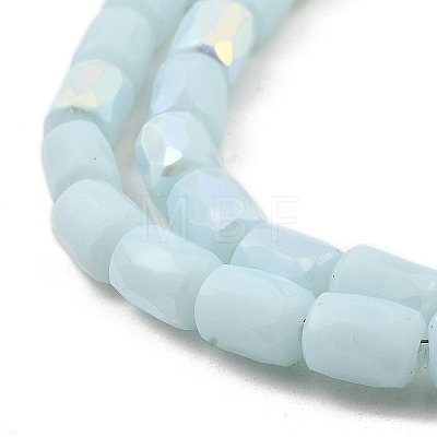 Frosted Imitation Jade Glass Beads Strands GLAA-P058-07B-13-1