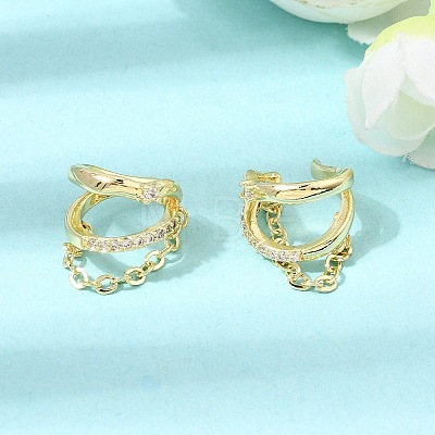 Brass Micro Pave Cubic Zirconia Cuff Earrings for Women CU-CBAE7DF-27G-1