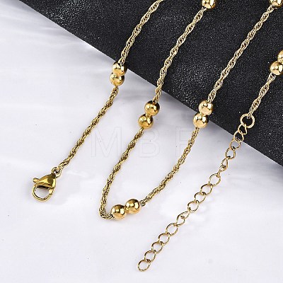 304 Stainless Steel Double Round Rope Chain Necklaces NJEW-C073-10G-1