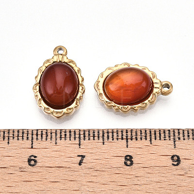 304 Stainless Steel Pave Natural Carnelian Pendants STAS-T064-61C-1