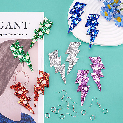 DIY Imitation Leather Lightning Bolt Dangle Earring Making Kits DIY-TA0010-70A-1