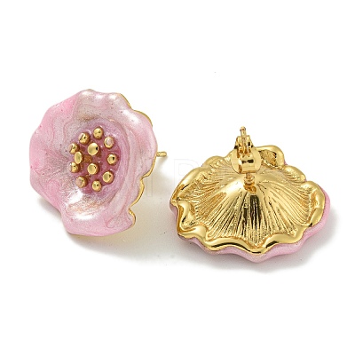 Flower Ion Plating(IP) 304 Stainless Steel Stud Earrings EJEW-G400-14G-03-1