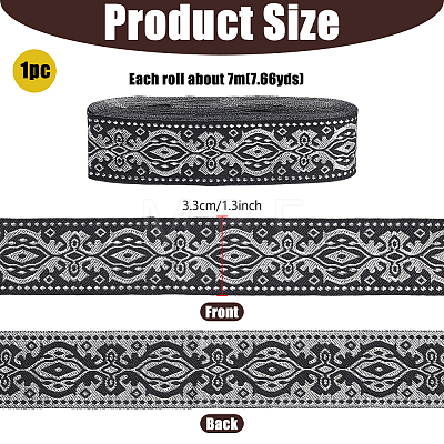 Vintage Jacquard Polyester Ribbon OCOR-WH0109-341B-1